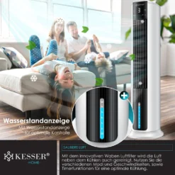 KESSER® 4in1 Mobile Klimaanlage Tower Klimagerät Ventilator/Luftkühler/Luftbefeuchter/Ionisator, Mit Fernbedienung , Timer , Wassertank, 60W, Klima , 2 Kühlakkus Turmventilator, Farbe:Weiß / Schwarz 14 KESSER® 4in1 Mobile Klimaanlage Tower Klimagerät Ventilator/Luftkühler/Luftbefeuchter/Ionisator, Mit Fernbedienung , Timer , Wassertank, 60W, Klima , 2 Kühlakkus Turmventilator, Farbe:Weiß / Schwarz -Unold Store b2d5ddb3902e7f6c9d0f2b5b614fb275