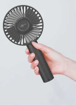 Goobay Tragbarer Handventilator Mit Standfuß - Geräuschlos, Wiederaufladbar - Mit Akku (2000mAh) Und Ladekabel, Schwarz -Unold Store b433efc7d8c94241fd84f59fa7dc7f21