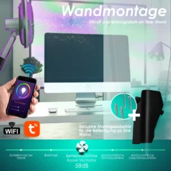 KESSER® 3in1 Standventilator Tischventilator Wandventilator Mit App Wifi , Fernbedienung | Timer | Leise Oszillation 80 Grad | Ventilator | 4 Geschwindigkeiten Inkl. Wandhalterung , Farbe:Schwarz -Unold Store b80a4080e57756bf42a6c80d7c5eaee7