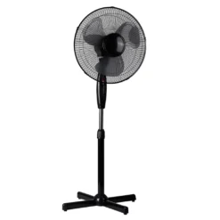 LEX Standventilator Ø40 Cm Mit Nachtlicht, 3 Geschwindigkeiten, Oszillation, 130cm Höhenverstellbar, Schwarz