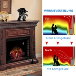 Kaminventilator Ofenventilator Kaminofen Ventilator Ohne Strom 7 Blatt Heizlüfter Ventilator Fan Stromloser Kaminofen (Grau) -Unold Store c04c3fa86992496075758c6d22f0764f