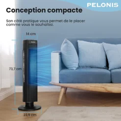 Pelonis Turmventilator, Ventilator Mit 3 Geschwindigkeiten, Ventilator Leise Standventilator Mit 2H Timer & 60° Oszillation, 2-in-1 Lüfter Säulenventilator Nur 52dbA -Unold Store c4b180d8c98fe71981d18b3057daa872