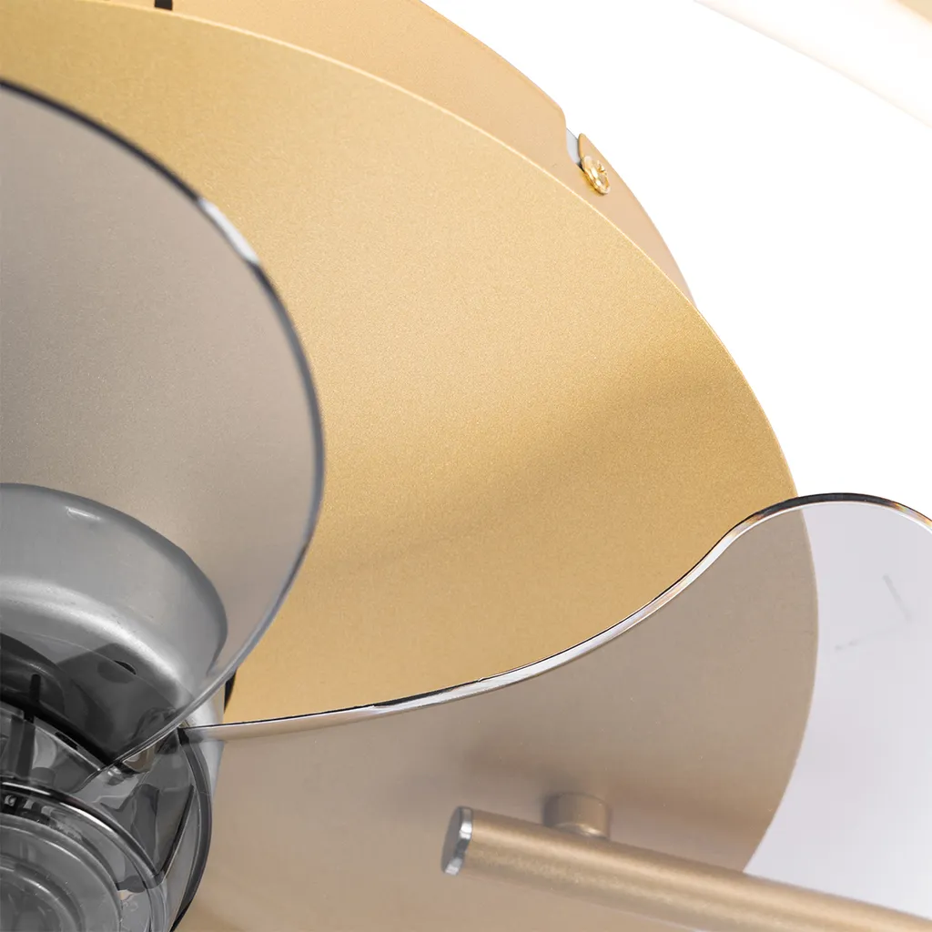 QAZQA - Modern Deckenventilator Mit Beleuchtung Messing Inkl. LED Mit Fernbedienung - Maddy Dimmer I Dimmbar I Wohnzimmer I Schlafzimmer - Stahl Rund - I (nicht Austauschbare) LED 5 QAZQA - Modern Deckenventilator Mit Beleuchtung Messing Inkl. LED Mit Fernbedienung - Maddy Dimmer I Dimmbar I Wohnzimmer I Schlafzimmer - Stahl Rund - I (nicht Austauschbare) LED – Bild 5