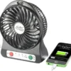 3in1 Akku Tisch-Ventilator Mit Powerbank-Funktion + Leuchte / Lampe 1.800 MAh Auto Camping