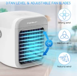 Aigostar Ice Cube - Luftkühler, Luftkühler Mini Klimaanlage Mit 300 ML Wassertank, Mini Klimagerät Mit 3 Stufen & 7 Stimmungslichtern- Mobiles Klimagerät Für Schlafzimmer, Baby, Büro,im Freien -Unold Store cb6f79a6cfb5742695393de32dc41768