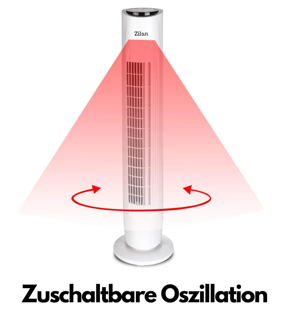 Zilan Turmventilator | 3 Stufen | 2 Modi | 7,5h Timer | Fernbedienung | Oszillierend | 10 Zilan Turmventilator | 3 Stufen | 2 Modi | 7,5h Timer | Fernbedienung | Oszillierend | – Bild 10