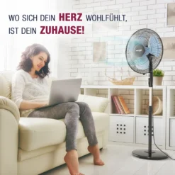 RelaxxNow Super Leiser Standventilator Mit 45W Motoren Leistung, Oszillierender Ventilator Mit 3 Geschwindigkeitsstufen Und Höhenverstellbarkeit Bis 131cm, 41 DB Schlafmodus & 41cm Durchmesser, VTX100 16 RelaxxNow Super Leiser Standventilator Mit 45W Motoren Leistung, Oszillierender Ventilator Mit 3 Geschwindigkeitsstufen Und Höhenverstellbarkeit Bis 131cm, 41 DB Schlafmodus & 41cm Durchmesser, VTX100 -Unold Store d0b4379d5594ee72cf6427574bca7646