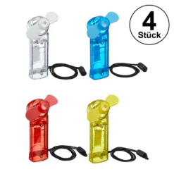 4x Batteriebetriebener Handventilator, Mini Fan, 4 Farben Sort., Lüfter, Tragbar