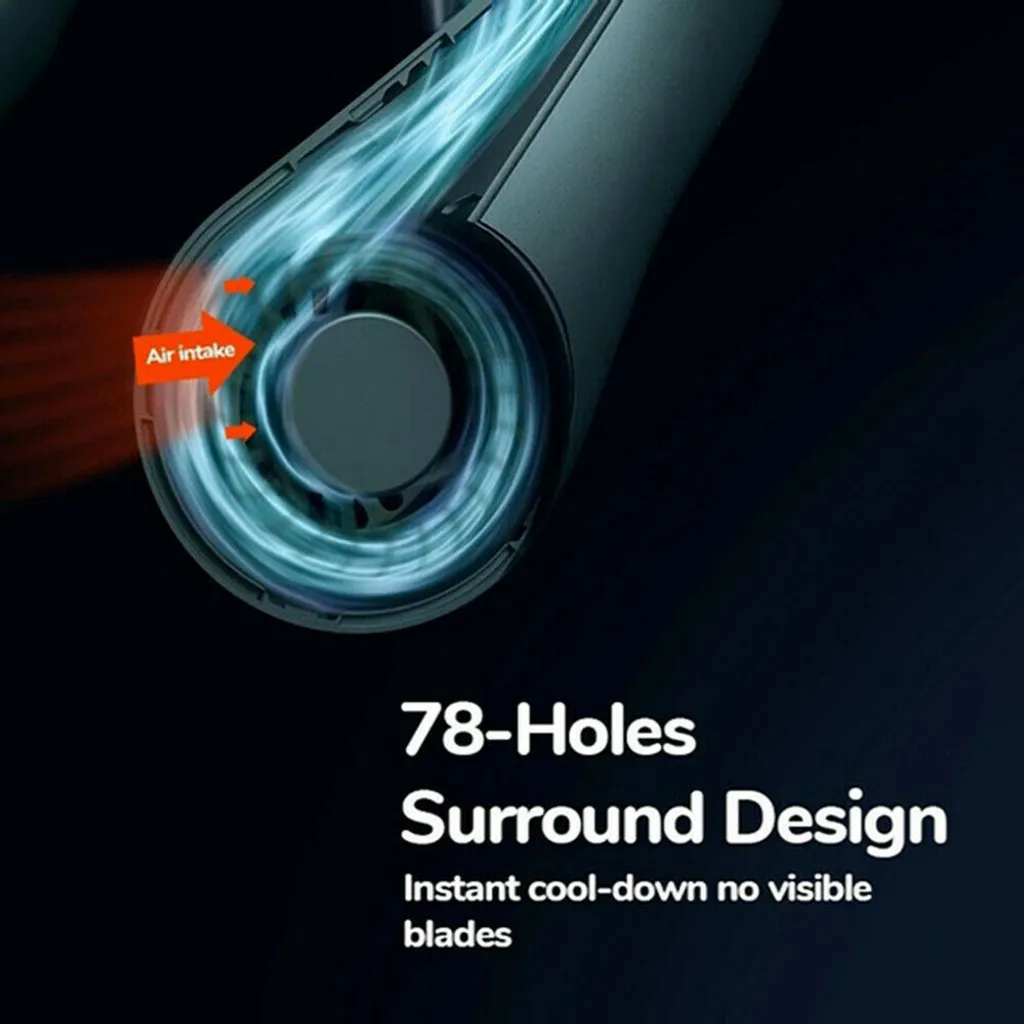 Tragbarer Mini Fan Nackenbügel Klingenloser Hängender Halsventilator Lazy Neck Hanging Cooler USB Wiederaufladbar USB, Weiß 4 Tragbarer Mini Fan Nackenbügel Klingenloser Hängender Halsventilator Lazy Neck Hanging Cooler USB Wiederaufladbar USB, Weiß – Bild 4