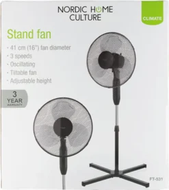 Nordic Home Culture Standventilator Ø40 Cm, 3 Geschwindigkeitsstufen, Schwarz, -Unold Store d6d26093b44bdd2122e3893e4017b676