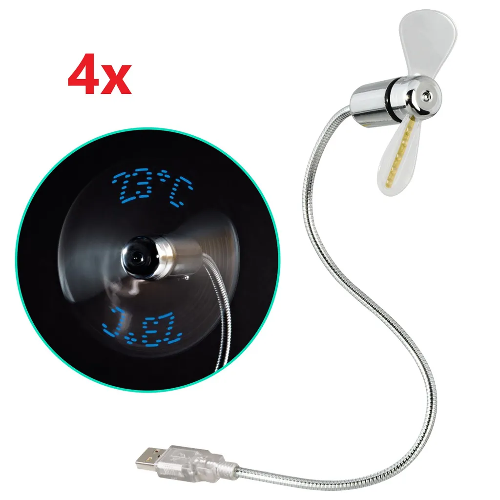 4x Hama USB Ventilator Mit Temperaturanzeige Laptop/ Notebook Zubehör Flexibel 1 4x Hama USB Ventilator Mit Temperaturanzeige Laptop/ Notebook Zubehör Flexibel
