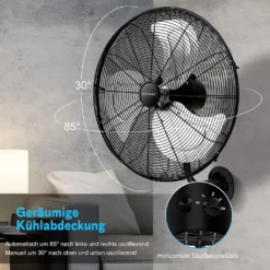 COSTWAY Φ56cm Wand-Ventilator Industriell, Oszillierend Ventilator 3 Stufen Für Lager, Treibhaus, Werkstatt, Terrasse Und Keller -Unold Store dae95bda7a0cf12475c9abe9ef2d47dc