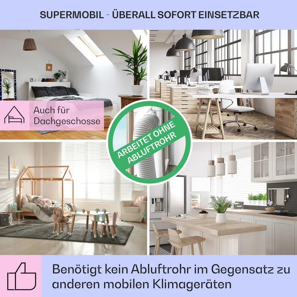 Klarstein Mobiles Klimagerät Ohne Abluftschlauch - Luftkühler Mit Wasser Ventilator Luftbefeuchter Lufreiniger Funktion - 7L Wassertank - Air Cooler Klimaanlage Mobil Mit Fernbedienung - Schwarz 5 Klarstein Mobiles Klimagerät Ohne Abluftschlauch - Luftkühler Mit Wasser Ventilator Luftbefeuchter Lufreiniger Funktion - 7L Wassertank - Air Cooler Klimaanlage Mobil Mit Fernbedienung - Schwarz – Bild 5