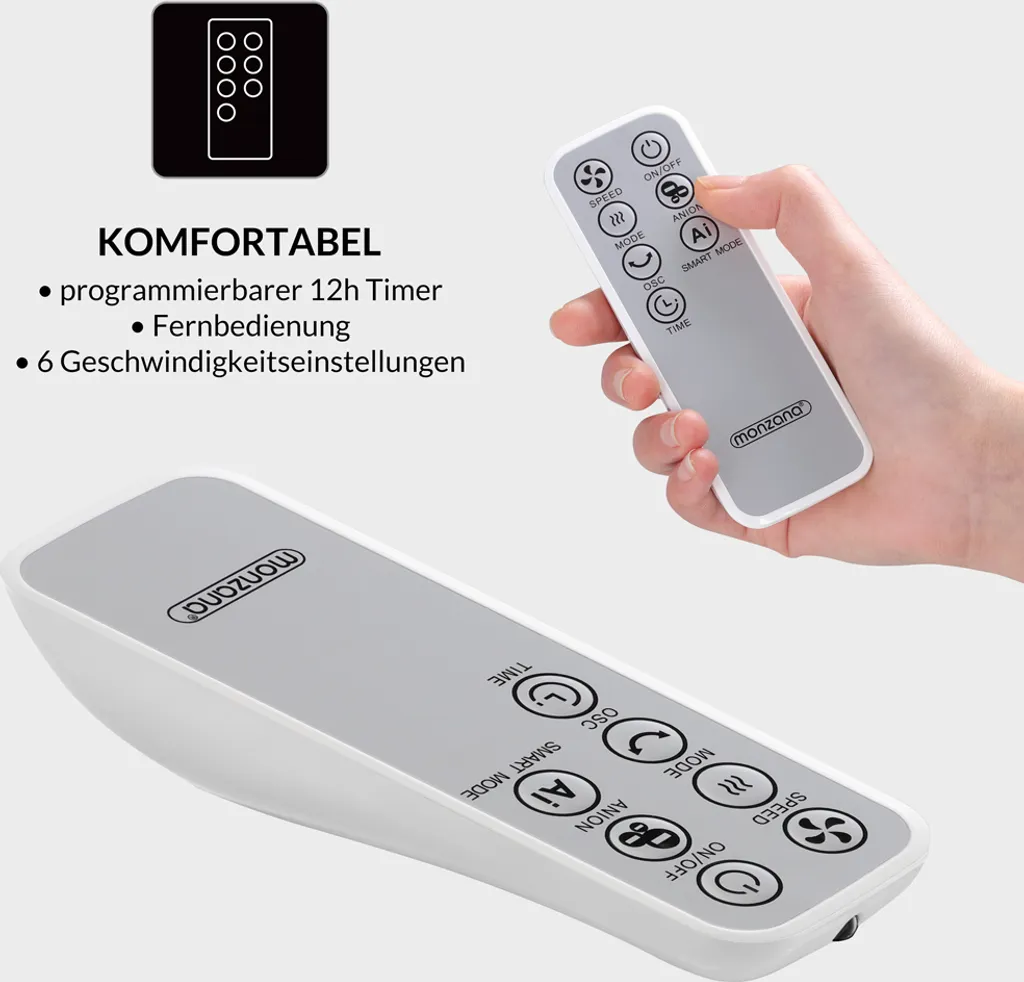 Monzana Turmventilator 6 Geschwindigkeitsstufen 120cm 3 Modi Timer Fernbedienung 5 Monzana Turmventilator 6 Geschwindigkeitsstufen 120cm 3 Modi Timer Fernbedienung – Bild 5