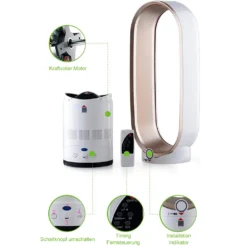 Turmventilator Mit Negativen Ionen,Ventilator Leise,mit Fernbedienung, Ca. 65cm Hoch, Champagnergold -Unold Store e4dd4d469f0f5a284a36692512242959