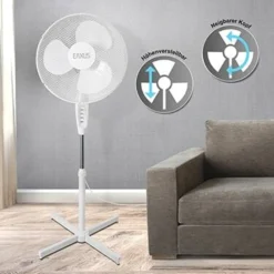 2 Stück Standventilator Ventilator Weiß Höhenverstellbar Oszillierend Doppelpack Kühler Raum-Lüfter Luft-Erfrischer Lüftung Luft-Entfeuchter -Unold Store ec2ad94637a7a1b78744c3daafaf83d4