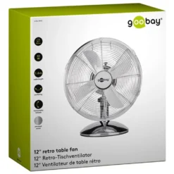 Goobay Retro Tischventilator Mit 3 Leistungsstufen, 40cm Durchmesser (12 Zoll) - Neigbar, Schwenkbar, Super Leise - Verchromt -Unold Store ecc44c15e612d8b2621d02b28c50952d