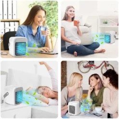 Aigostar Ice Cube - Luftkühler, Luftkühler Mini Klimaanlage Mit 300 ML Wassertank, Mini Klimagerät Mit 3 Stufen & 7 Stimmungslichtern- Mobiles Klimagerät Für Schlafzimmer, Baby, Büro,im Freien -Unold Store ed47f793fce8a41484362852fdfc63ef