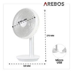 AREBOS USB-Tischventilator Mit Timer, Wiederaufladbarer 2500 MAh – Akku, 45° Neigbar, Ventilator Mit 3 Geschwindigkeitsstufen, Inkl. USB-Kabel 18 AREBOS USB-Tischventilator Mit Timer, Wiederaufladbarer 2500 MAh – Akku, 45° Neigbar, Ventilator Mit 3 Geschwindigkeitsstufen, Inkl. USB-Kabel -Unold Store ed6c67fed2db70f6fe749b49ddef3998