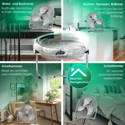KESSER® Windmaschine Retro Stil | Ventilator In Chrom | Standventilator | Tischventilator Bodenventilator | 3-Stufen | Robuster Stand | Stufenlos Neigbarer Ventilatorkopf | Chrom Silber, Größe:Ø 30cm -Unold Store ee0dbdc1055958fc1d25105c775dcbf1