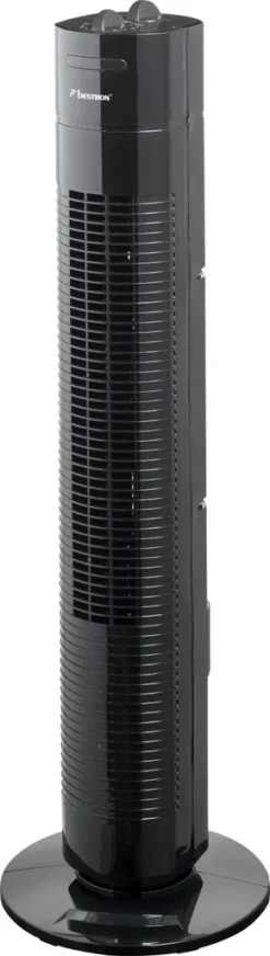 Bestron Turmventilator Mit 3 Geschwindigkeitsstufen, Inkl. 75° Oszillation-Funktion, Timer, Höhe: 78cm, 35W, AFT760Z, Farbe: Schwarz