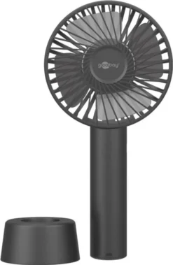 Goobay Tragbarer Handventilator Mit Standfuß - Geräuschlos, Wiederaufladbar - Mit Akku (2000mAh) Und Ladekabel, Schwarz -Unold Store f8ae8451d6a375c83f002189cc0880a0