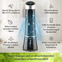 Klarstein Mobiles Klimagerät Ohne Abluftschlauch - Luftkühler Mit Wasser Ventilator Luftbefeuchter Luftreiniger Funktion - 6L Wassertank - Air Cooler Klimaanlage Mobil Mit Fernbedienung - Schwarz -Unold Store faed74147b45aef593b0d454417a183e