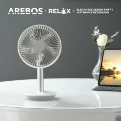 AREBOS USB-Tischventilator Mit Timer, Wiederaufladbarer 2500 MAh – Akku, 45° Neigbar, Ventilator Mit 3 Geschwindigkeitsstufen, Inkl. USB-Kabel 15 AREBOS USB-Tischventilator Mit Timer, Wiederaufladbarer 2500 MAh – Akku, 45° Neigbar, Ventilator Mit 3 Geschwindigkeitsstufen, Inkl. USB-Kabel -Unold Store fc288cfa3527328ce6f001523cccafbd
